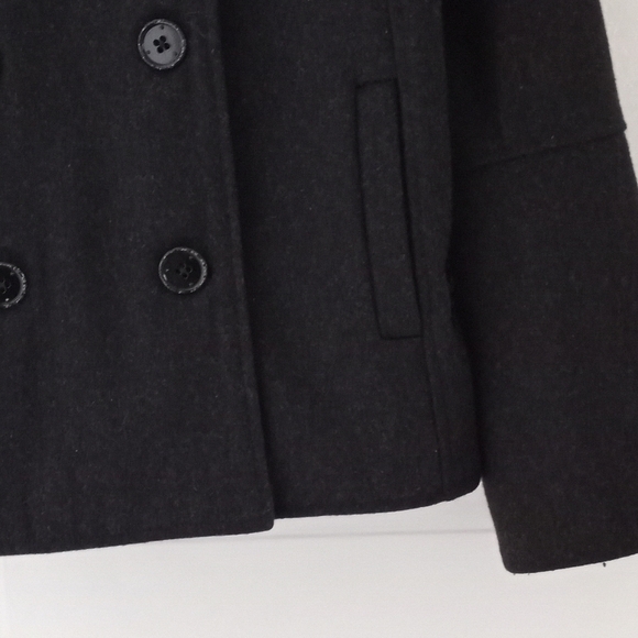 Vintage Peacoat Blazer Dark Gray Wool Blend Cropped Double Breasted DC Brand - Picture 9 of 13